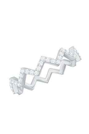 Diamond Eternity Ring for Women - HI-SI Quality Certified - Zig Zag Ring - Ready to Gift for Valentines, 925 Sterling Silver, US 4.00