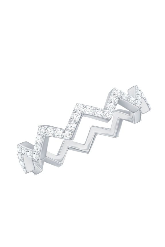 Diamond Eternity Ring for Women - HI-SI Quality Certified - Zig Zag Ring - Ready to Gift for Valentines, 925 Sterling Silver, US 4.00