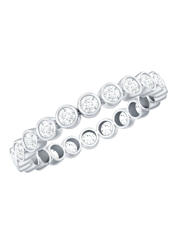 Natural Diamond Full Eternity Ring in Bezel Setting - HI-SI Quality, 925 Sterling Silver, US 4.00