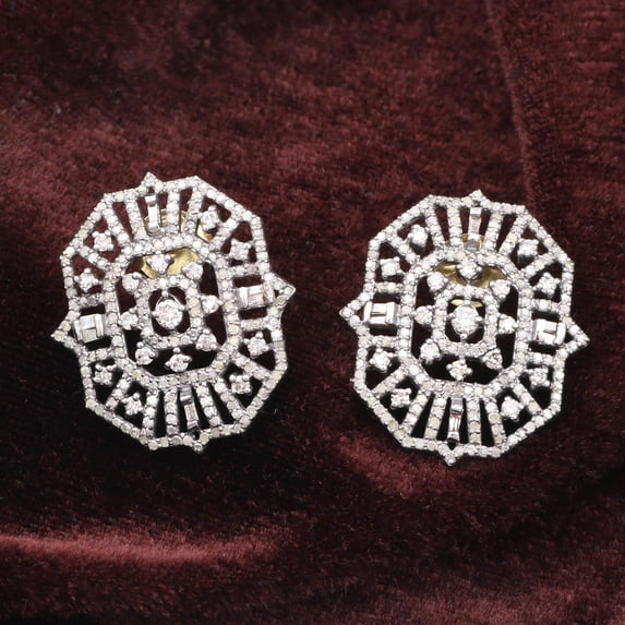 Natural Diamond Gemstone 925 Sterling Silver Earrings