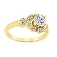 thumbnail image 1 of AFFY Natural Diamond Halo Style Wedding Band Ring In 14k Solid Yellow Gold (0.05 Ct),Ring Size-8, 1 of 1