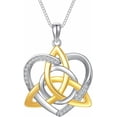 thumbnail image 1 of Natural Diamond Heart Necklace for Women,14K Yellow Gold Plated 925 Sterling Silver Irish Trinity Knot Celtic Pendant Necklaces Mother's Day Birthday Gifts for Mom Wife 18"+2", 1 of 8