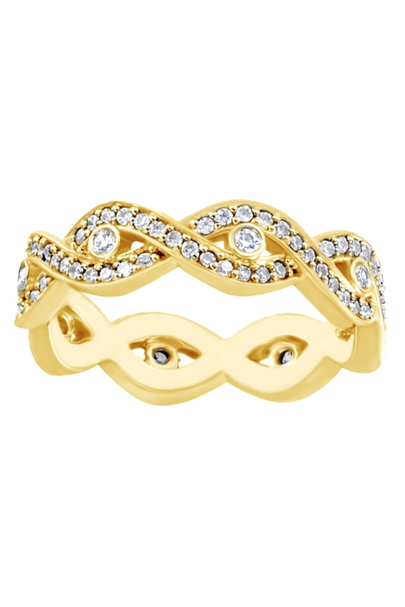 Natural Diamond Infinity Inspired Eternity Band Ring 14K Solid Yellow Gold (0.62 Ct)