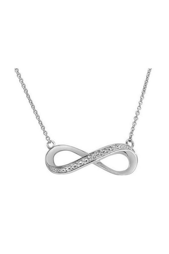 Natural Diamond Infinity Pendant Necklace in Solid Sterling Silver Elegant 18" Cable Chain Symbol of Eternal Love Gift-Boxed Jewelry for Women