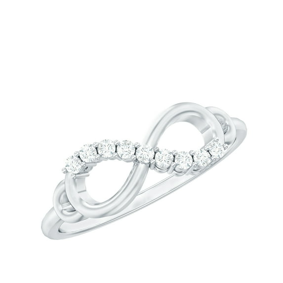 Rosec Jewels Certified Diamond Infinity Promise Ring for Women (HI-SI Grade) - Love Knot Ring - Ready to Gift for Valentines, 10K White Gold, US 7.00