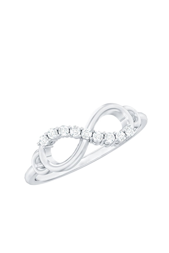 Certified Diamond Infinity Promise Ring for Women (HI-SI Grade) - Love Knot Ring - Ready to Gift for Valentines, 14K White Gold, US 10.00