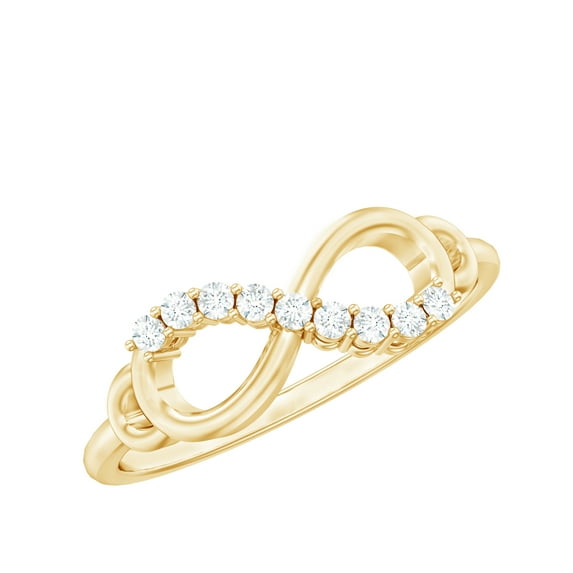 Rosec Jewels Certified Diamond Infinity Promise Ring for Women (HI-SI Grade) - Love Knot Ring - Ready to Gift for Valentines, 14K Yellow Gold, US 6.00