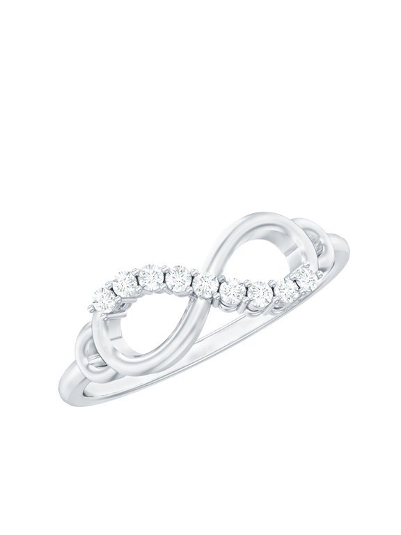 Certified Diamond Infinity Promise Ring for Women (HI-SI Grade) - Love Knot Ring - Ready to Gift for Valentines, 925 Sterling Silver, US 4.00