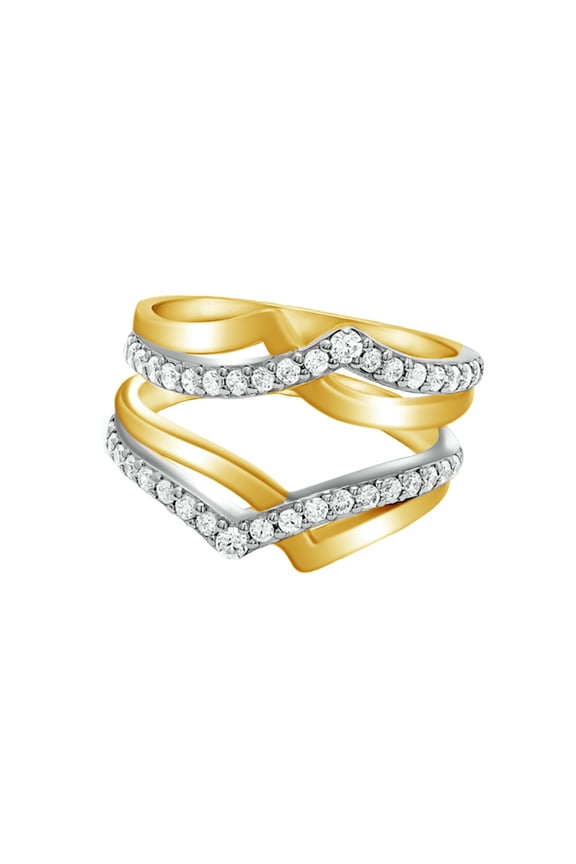 Natural Diamond Infinity Solitaire Enhancer Wrap Ring 14k Yellow Gold Over Sterling Silver (0.73 Cttw)