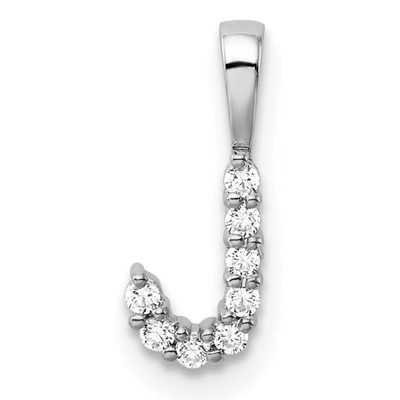 Fine Color Jewels Diamond Initial Pendant 14K White Gold Lab Diamond J Letter Women’s