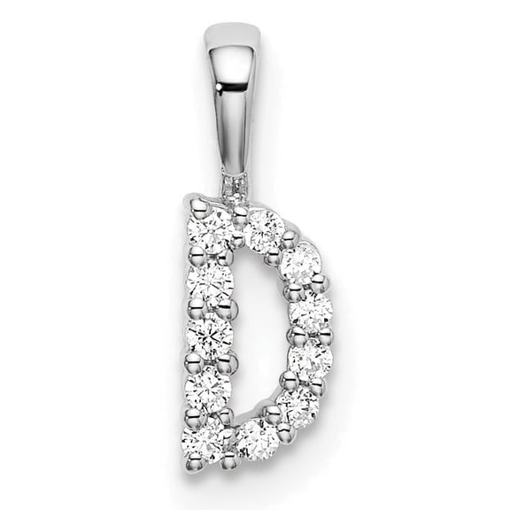 Fine Color Jewels Diamond Initial Pendant 14K White Gold Lab Diamond D Letter Women’s