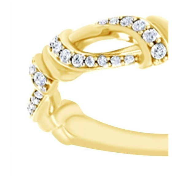 AFFY Natural Diamond Love Knot Anniversary Band Ring In 14k Solid Yellow Gold (0.2 Ct),Ring Size-8.5