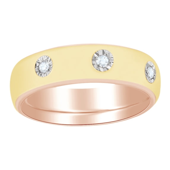 AFFY Natural Diamond Men's Anniversary Band Ring 14K Rose Gold Over Sterling Silver (0.1 Ct)