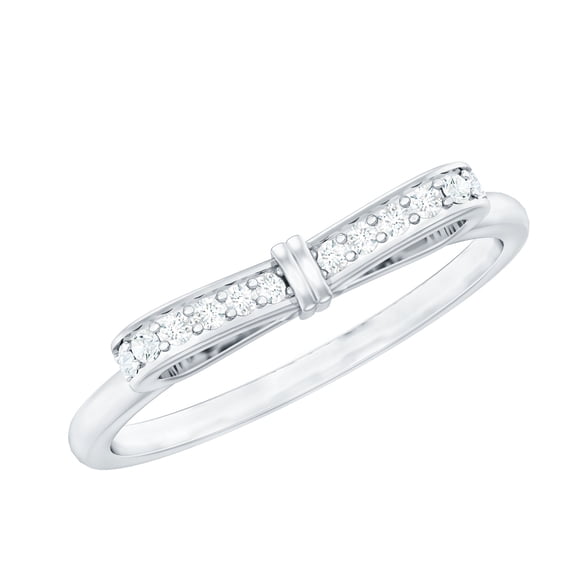 Rosec Jewels Natural Diamond Promise Ring for Women - April Birthstone Bow Tie Ring, 925 Sterling Silver, US 5.00