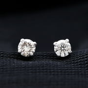 ROSEC JEWELS Natural Diamond Stud Earrings in Gold, Dainty Studs Earrings for Women, Flat Back Closure (HI-SI Quality, April Birthstone), 925 Sterling Silver
