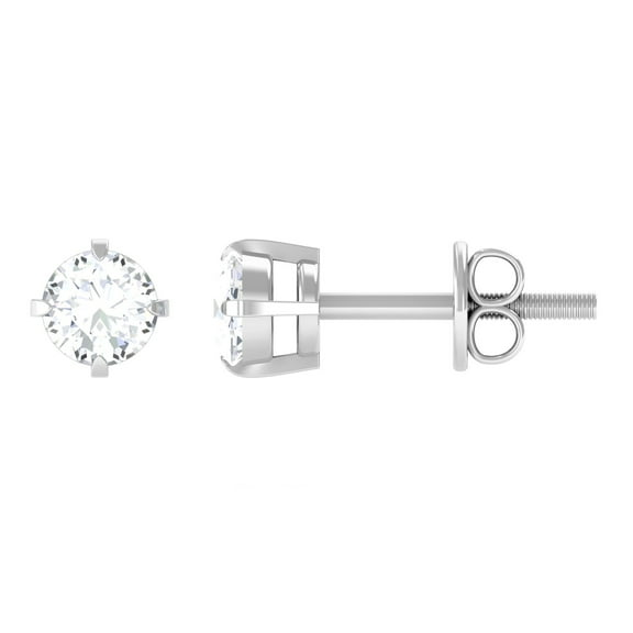 Rosec Jewels Natural Diamond Stud Earrings in Gold, Dainty Studs Earrings for Women, Flat Back Closure (HI-SI Quality, April Birthstone), 925 Sterling Silver