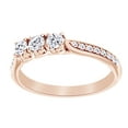 thumbnail image 1 of AFFY Natural Diamond Three Stone Anniversary Band Ring In 14k Solid Rose Gold (0.33 Ct),Ring Size-4.5, 1 of 1