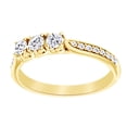 thumbnail image 1 of AFFY Natural Diamond Three Stone Anniversary Band Ring In 14k Solid Yellow Gold (0.33 Ct),Ring Size-11, 1 of 1