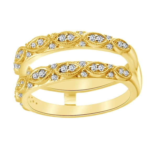 Natural Diamond Vintage Enhancer Guard Ring In 14k Solid Yellow Gold (0.25 Ct),Ring Size-12.5