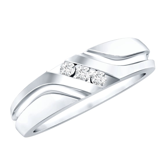 Natural Diamond Wide Band Ring for Men, Channel Set Wedding Band (HI-SI Grade), 10K White Gold, US 9.50