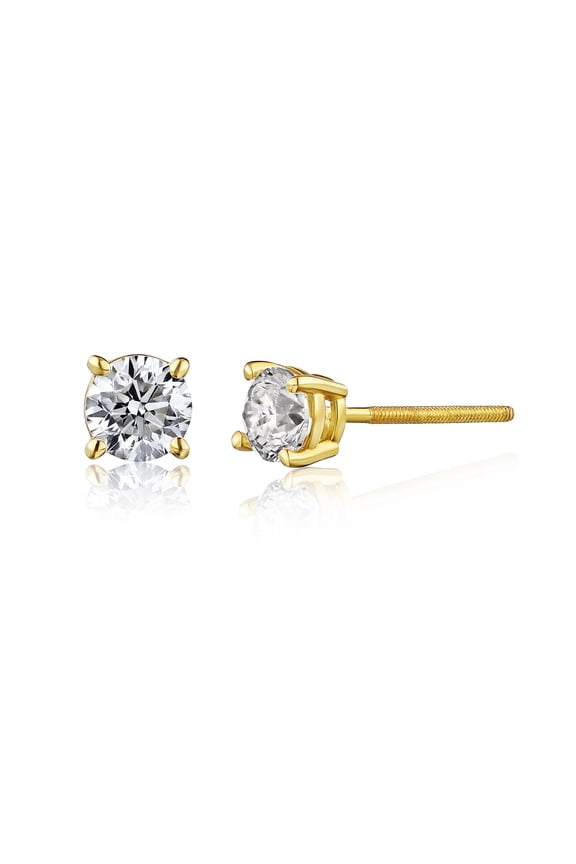 Natural Diamond Yellow Gold Diamond Stud Earrings