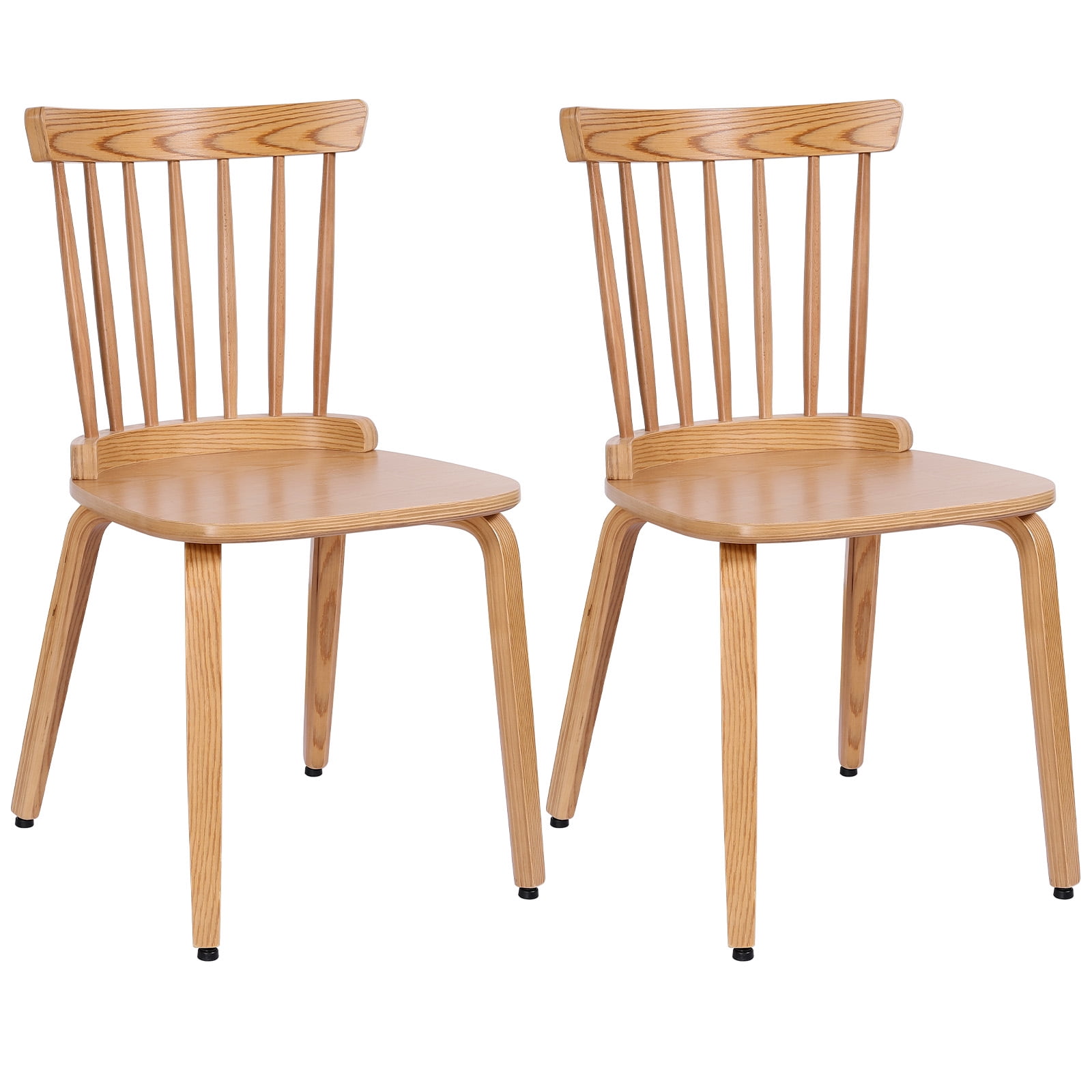 Natural Dining Chairs Set of 2 Windsor Chairs with Bentwood Legs ...
