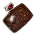 thumbnail image 1 of Natural Dinosaur Bone & Garnet 925 Sterling Silver Pendant Jewelry ALLP-27141, 1 of 1
