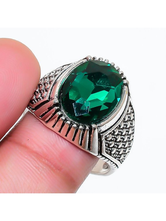 Natural Diopside Gemstone Handmade 925 Sterling Silver Jewelry Ring Size 9
