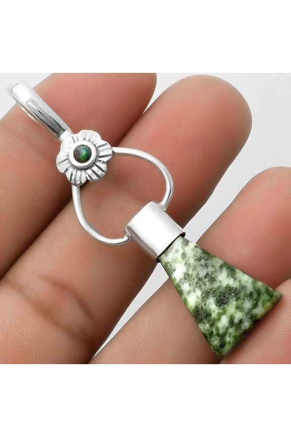 Natural Dioptase & Black Ethiopian Opal 925 Silver Pendant Jewelry P-1583 SDP117131