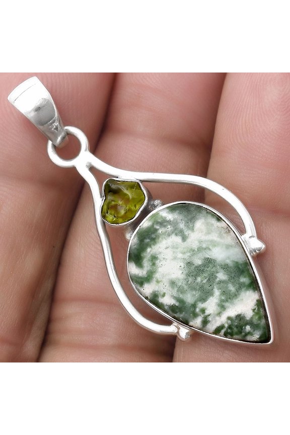 Natural Dioptase & Kornerupine 925 Sterling Silver Pendant Jewelry P-1575 SDP119659