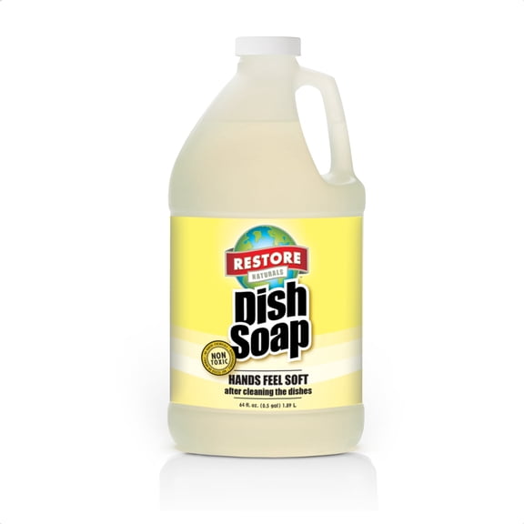 Restore Naturals Liquid Dish Soap, 64 fl oz | Cuts Grease & Helps Reduce the Dry Feel of Dishwashing