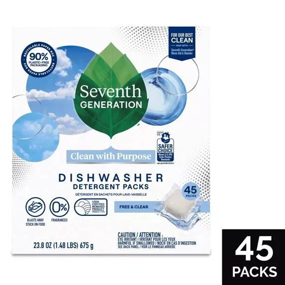 Free & Clear Natural Dishwasher Detergent Packs - 45ct