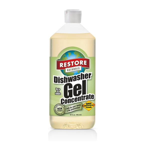 Restore Naturals Dishwasher Gel Concentrate, 32 fl oz | Concentrated Automatic Dishwasher Detergent | No Phosphates or Chlorine