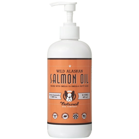 Natural Dog Company Wild Alaskan Salmon Oil for Dogs, Vet Formulated Liquid Dog Supplement, 16 fl oz.