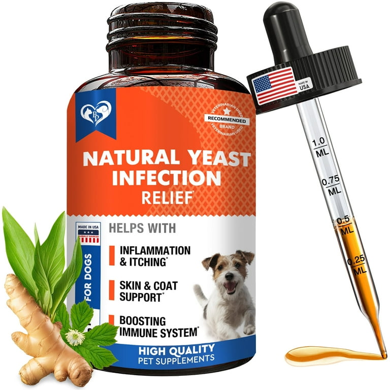 Natural Dog Yeast Infection Anti Itch Treatment Itchy Ears Skin Allergy Symptoms Relief Reduces Inflammation Relieves Irritation Herbal