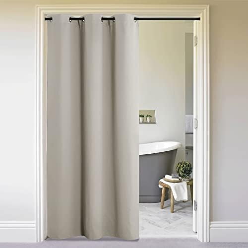 Natural Door Curtain for Doorway Privacy, Curtains 132 Inch Length, Room Divider Curtain Cover, Blackout Temporary Insulated Closet Curtain for Bedroom Closet (1 Panel, 5ft Wide)