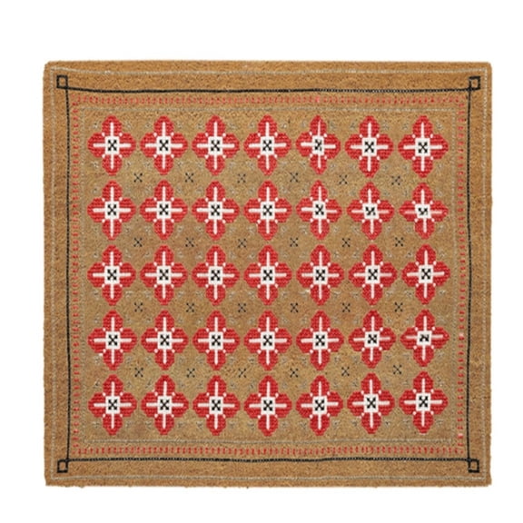 Natural Doormat, Durable Welcome Mat ,Eco-Friendly Outdoor & Indoor Floral Entryway Rug for Home & Porch Decor Red