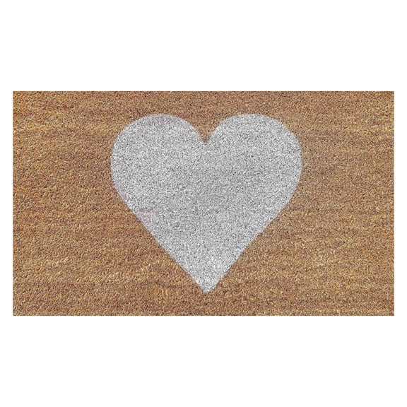 Natural Doormat Round Coir White Heart Welcome Floor Mat Entrance Door Rug For Indoor Home Bathroom Decor