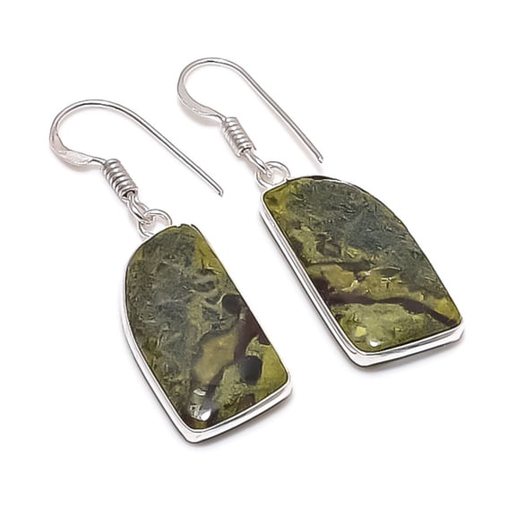 Natural Dragon Blood Gemstone 925 Sterling Silver Jewelry Earring 1.62"