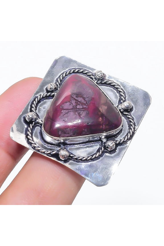 Natural Dragon Blood Gemstone 925 Sterling Silver Jewelry Ring Size 6