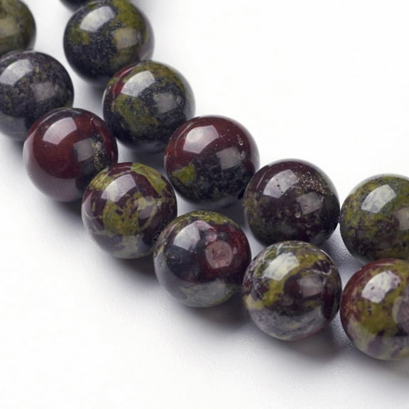 Natural Dragon Blood Jasper Bead Strands Round 10mm Hole: 1mm about 35~37pcs/strand 14.96 inch 1Strand