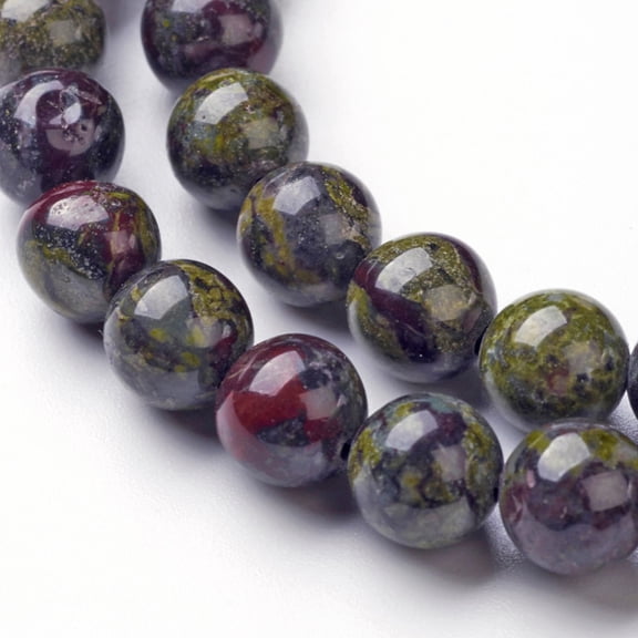 Natural Dragon Blood Jasper Bead Strands Round 8mm Hole: 1mm about 46~48pcs/strand 14.96 inch 1Strand