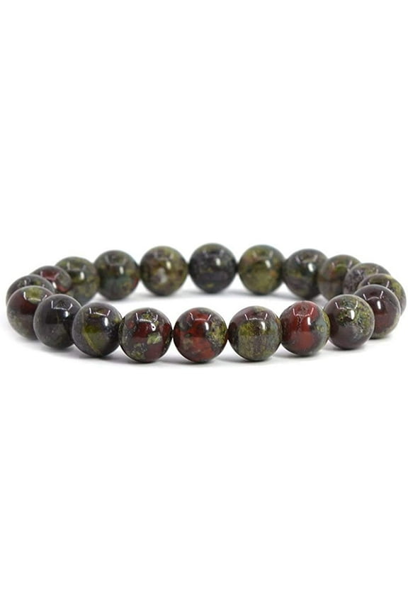 Natural Dragon Blood Jasper Gemstone 10mm Round Beads Stretch Bracelet 7 Inch Unisex