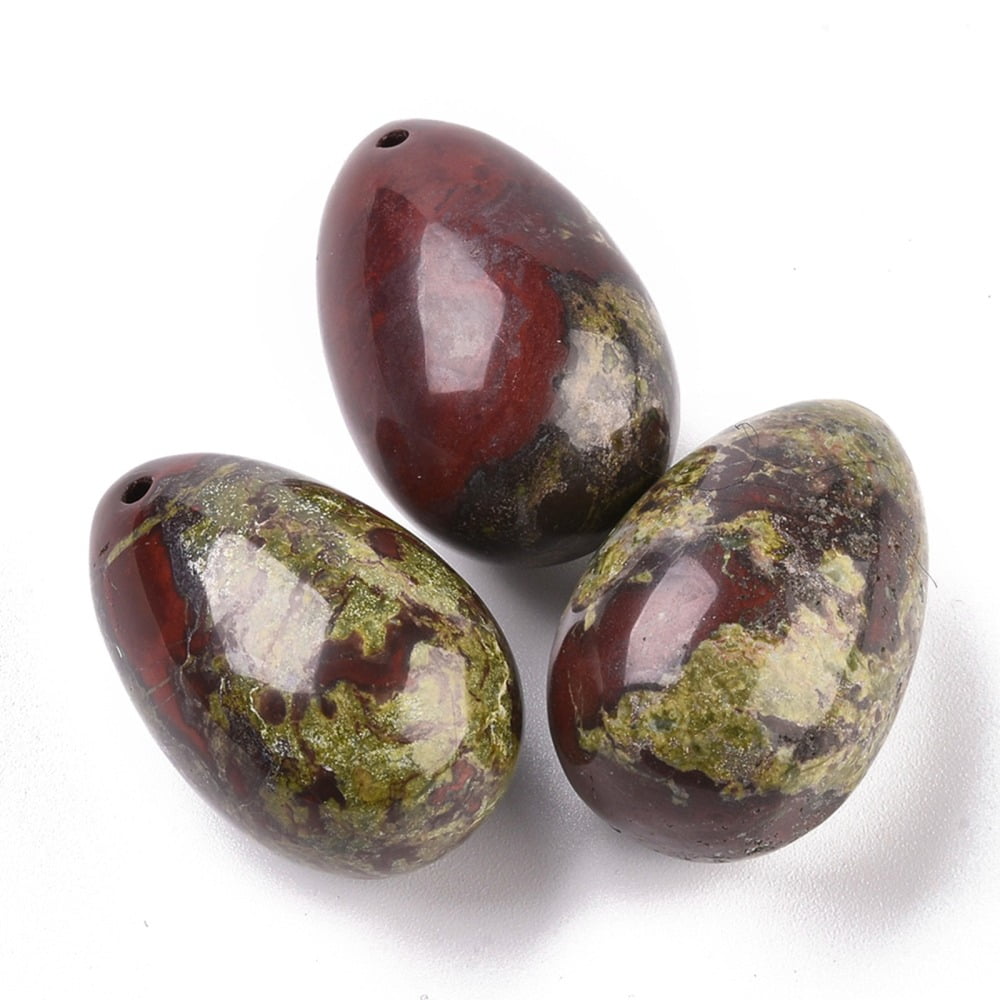 Natural Dragon Blood Jasper Pendants Easter Egg Stone 45x30x30mm Hole: 2.2mm