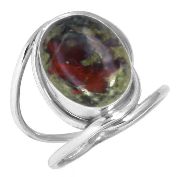 Natural Dragon Blood Jasper Ring 925 Sterling Silver Handmade Jewelry
