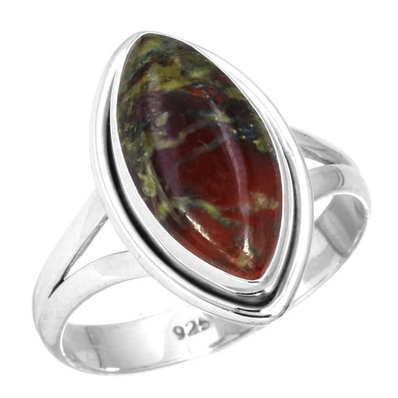 Natural Dragon Blood Jasper Ring 925 Sterling Silver Handmade Jewelry