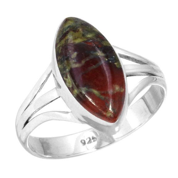 Natural Dragon Blood Jasper Women Jewelry 925 Sterling Silver Ring