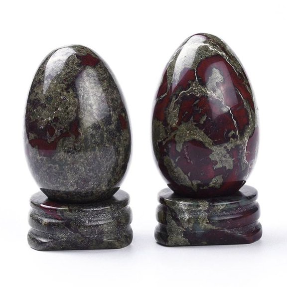 Natural Dragon Bloodstone Home Decorations Egg Stone 44~47x30mm