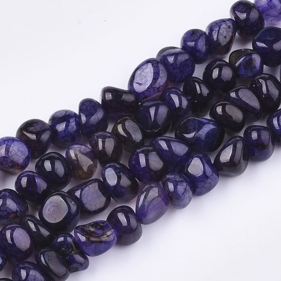 Natural Dragon Veins Agate Beads Strands Tumbled Stone Dyed Chip Indigo 7~9x6~9x6~10mm Hole: 1.5mm 50pcs/strand 14.5 inch