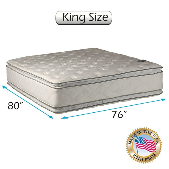 Natural Dream King (76"x80"x12") Medium Soft PillowTop Mattress Only - Double-Sided Sleep System with Enhanced Cushion Support- Fully Assembled, Back Support, Longlasting by Dream Solutions USA